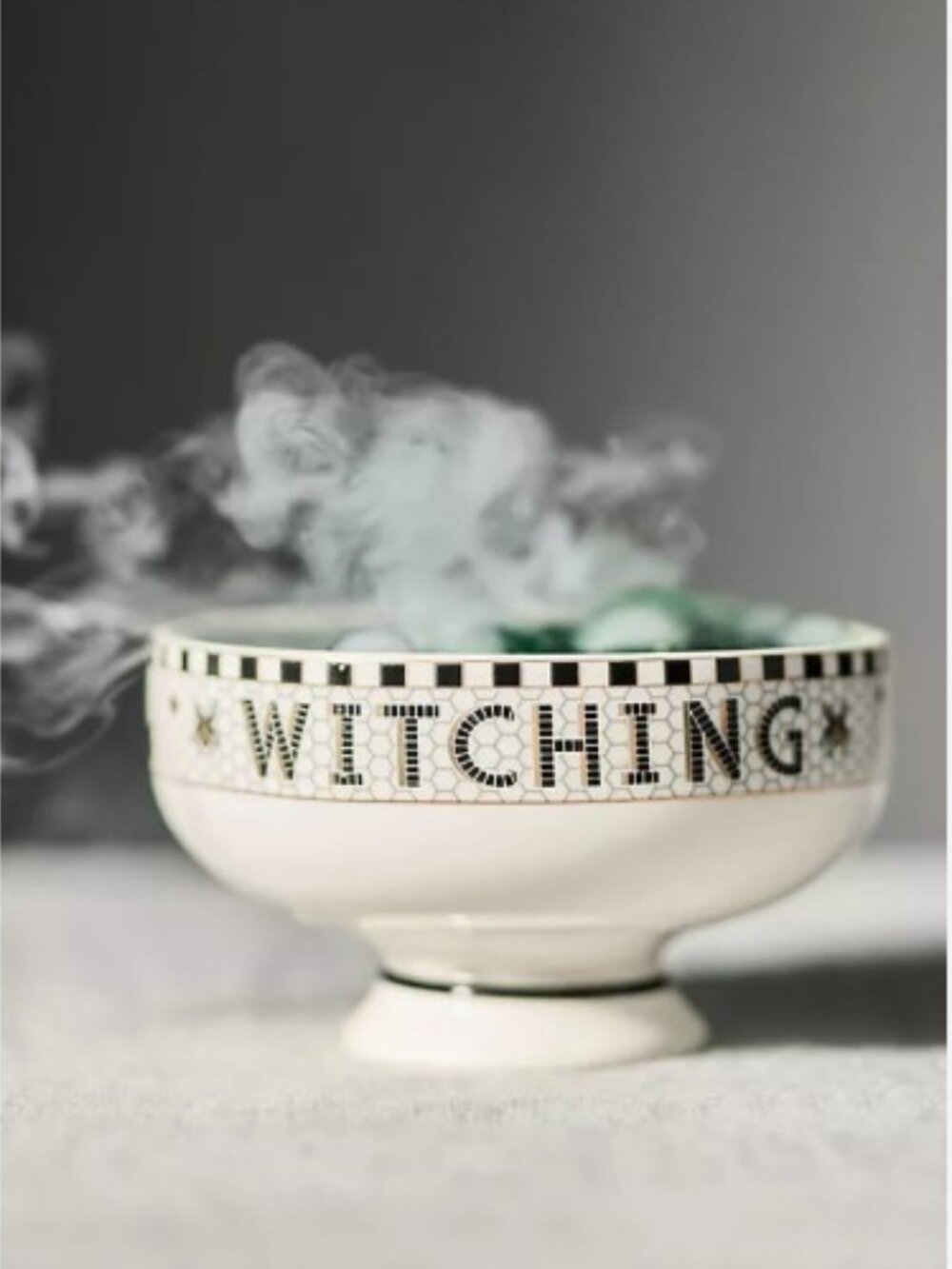 Anthropologie Bistro Tile Stoneware Nut Bowl: Halloween Edition - Cat - NWT